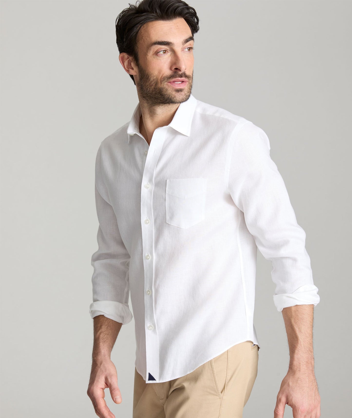 UNTUCKit Wrinkle-Resistant Linen Vin Santo Shirt White