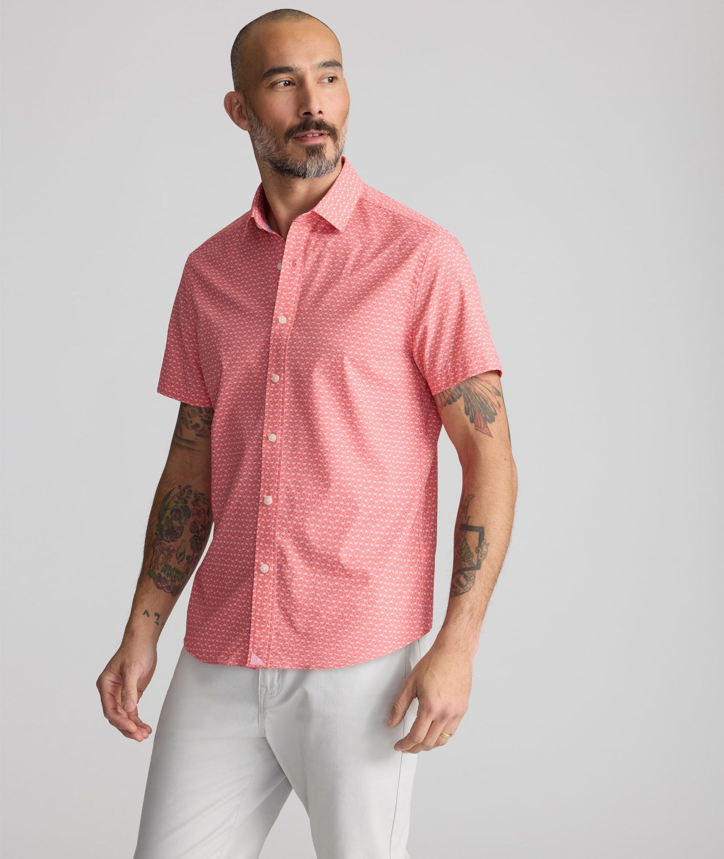 UNTUCKit Performance Short-Sleeve Arundel Shirt Red Crab Print