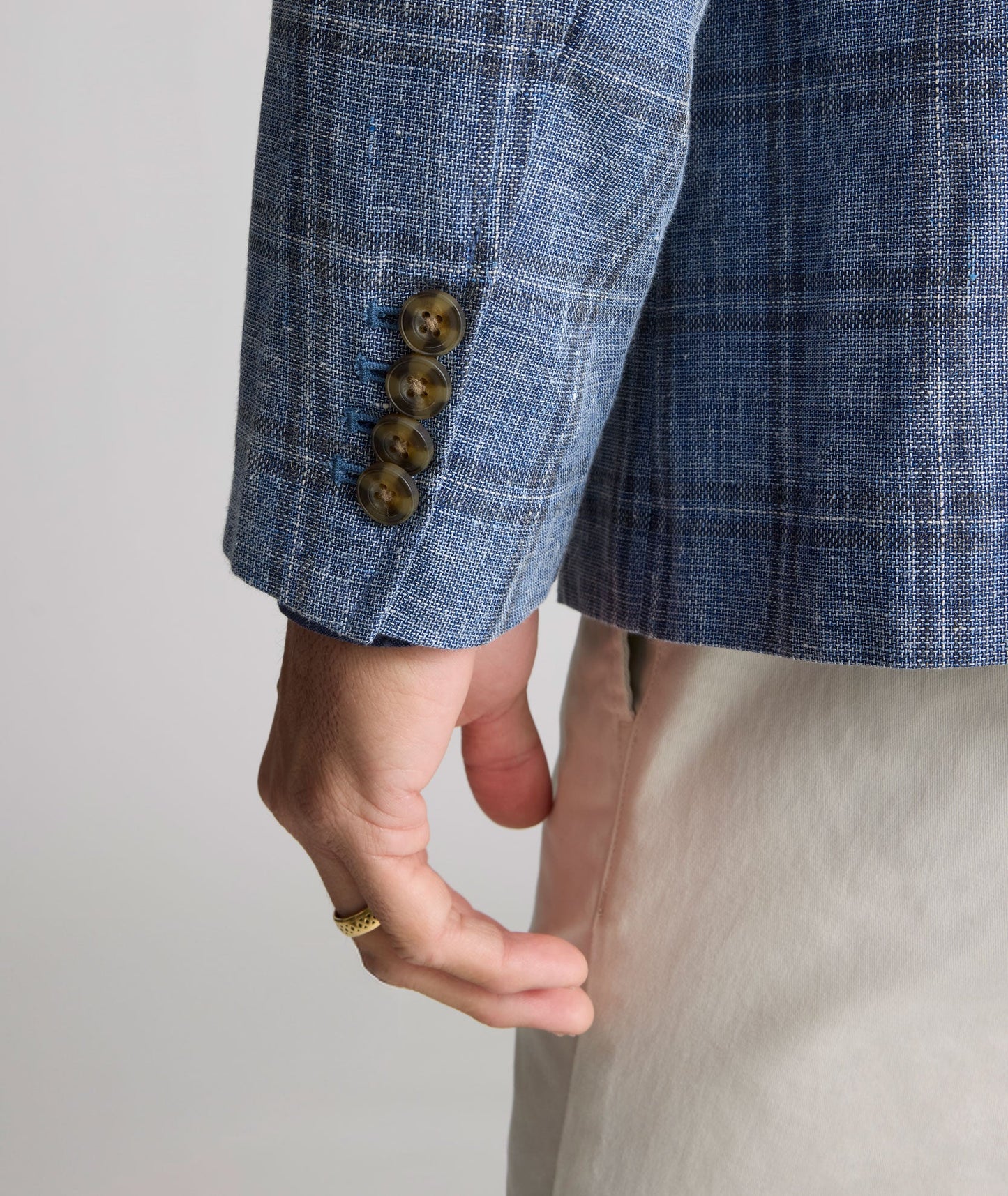 UNTUCKit Linen-Cotton Birkenhall Sport Coat Blue Windowpane