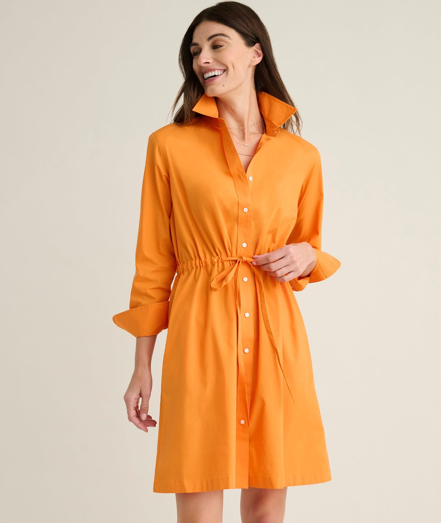 UNTUCKit Stretch Cotton Poplin Taylor Shirtdress Orange