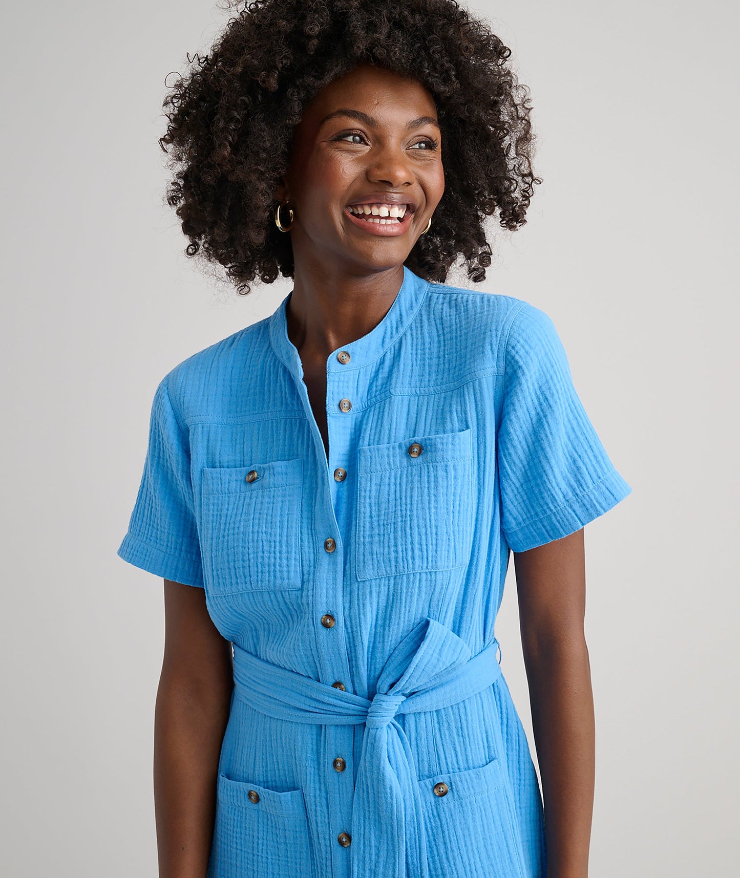 UNTUCKit Cotton Gauze Short-Sleeve Avery Dress Blue