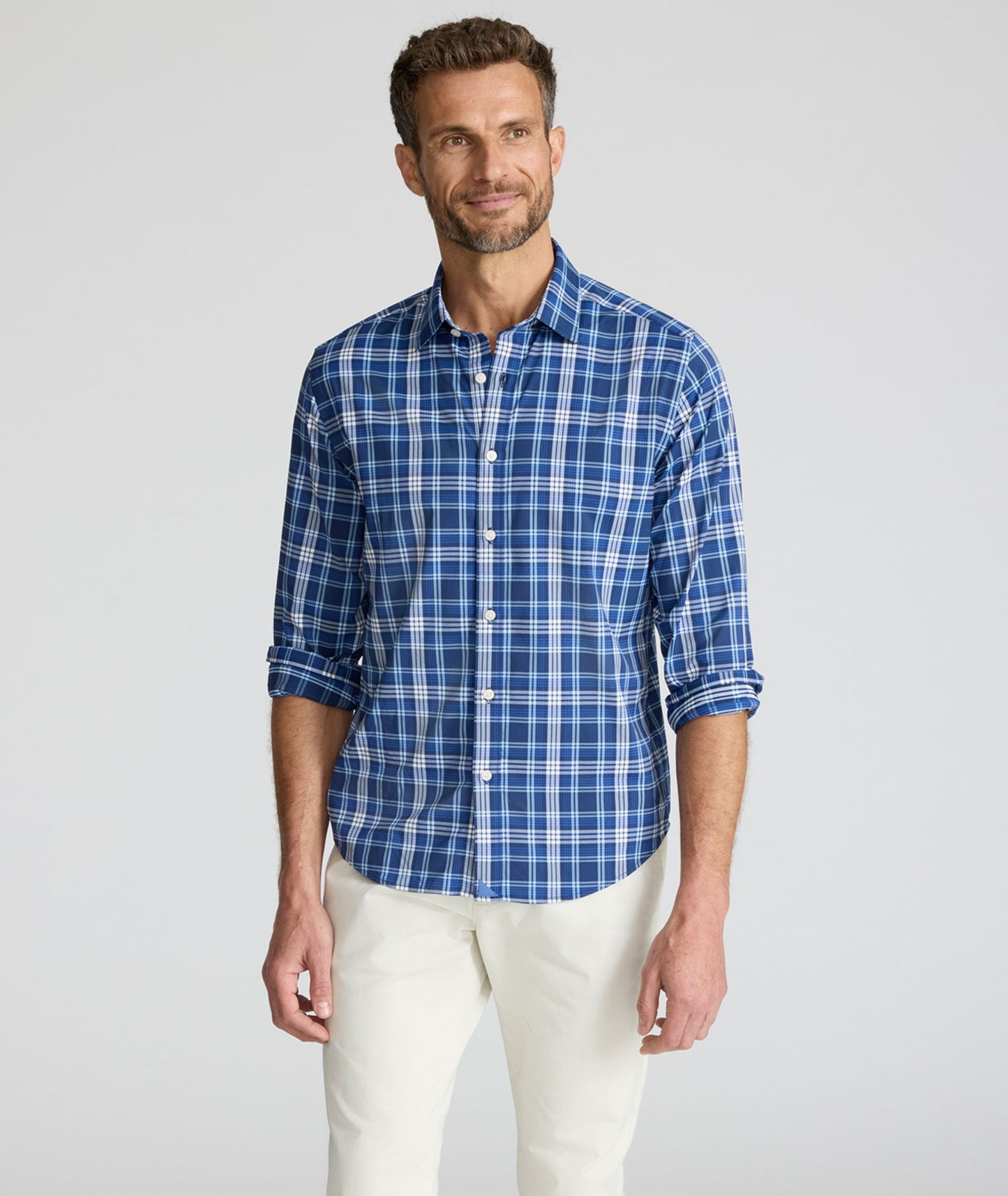 UNTUCKit Performance Mabry Shirt Blue & White Check