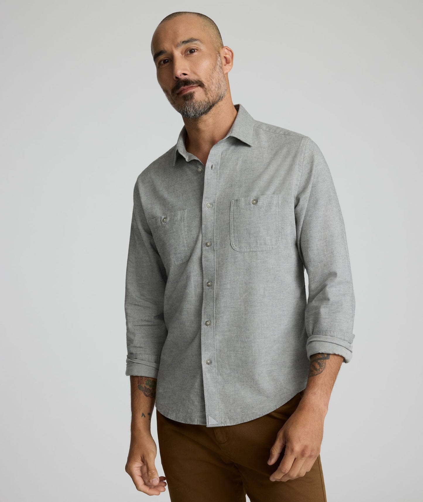 UNTUCKit Flannel Hemsworth Shirt Light Gray