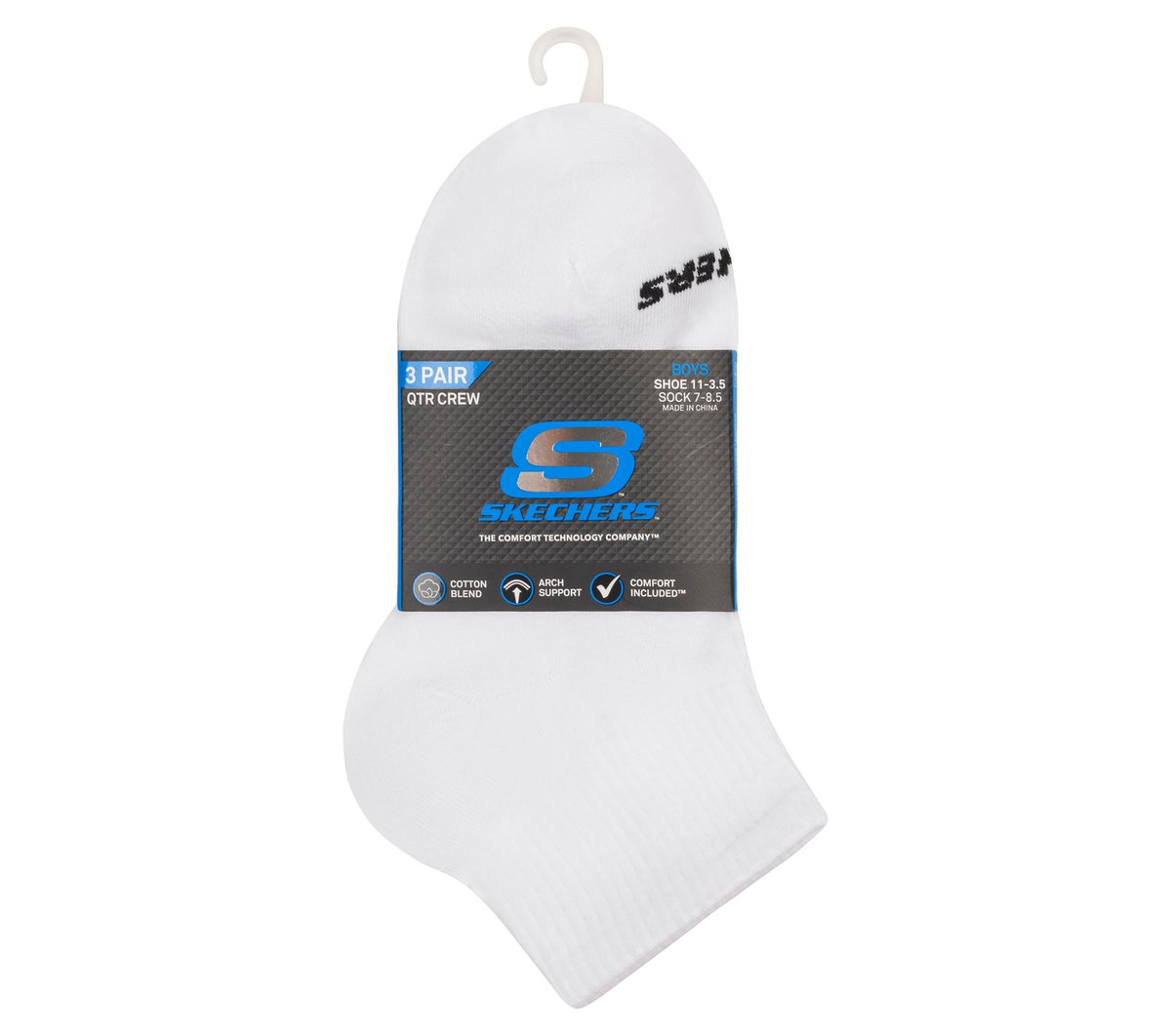 Skechers Outlet | Kids|Clothing 3 Pack Boys' Quarter Crew Cotton Socks