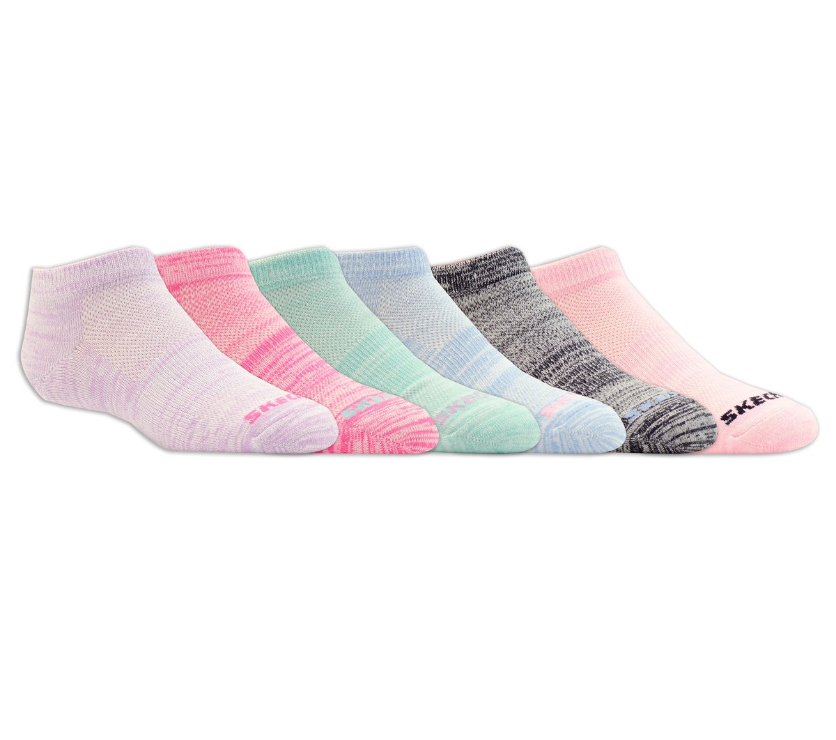 Skechers Outlet | Kids|Clothing 6 Pack Girls' Low Cut Color Stripe Socks