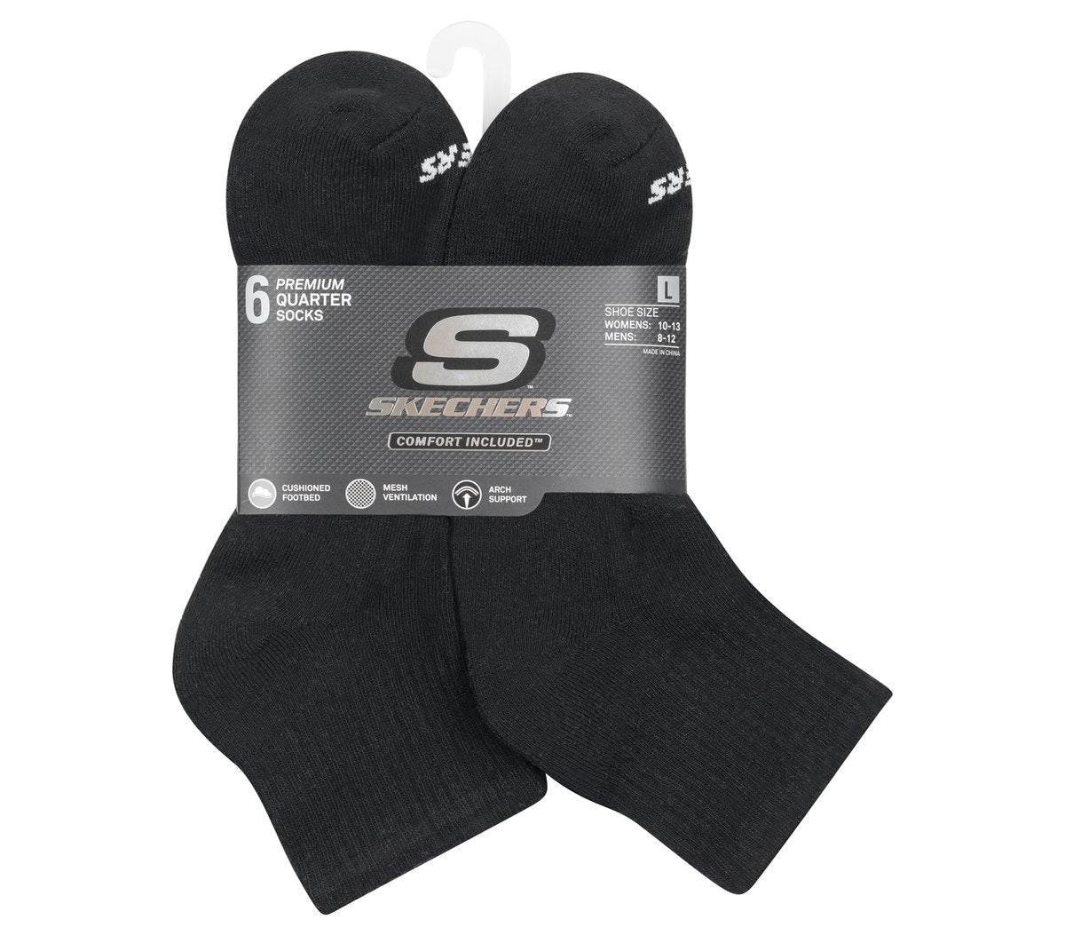 Skechers Sale | Clothing 6 Pack Core Quarter Large Socks