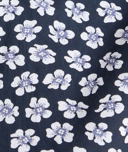 UNTUCKit Vintage Wash Short-Sleeve Morningside Shirt Navy Flower Print