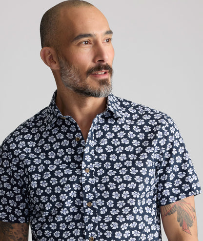 UNTUCKit Vintage Wash Short-Sleeve Morningside Shirt Navy Flower Print