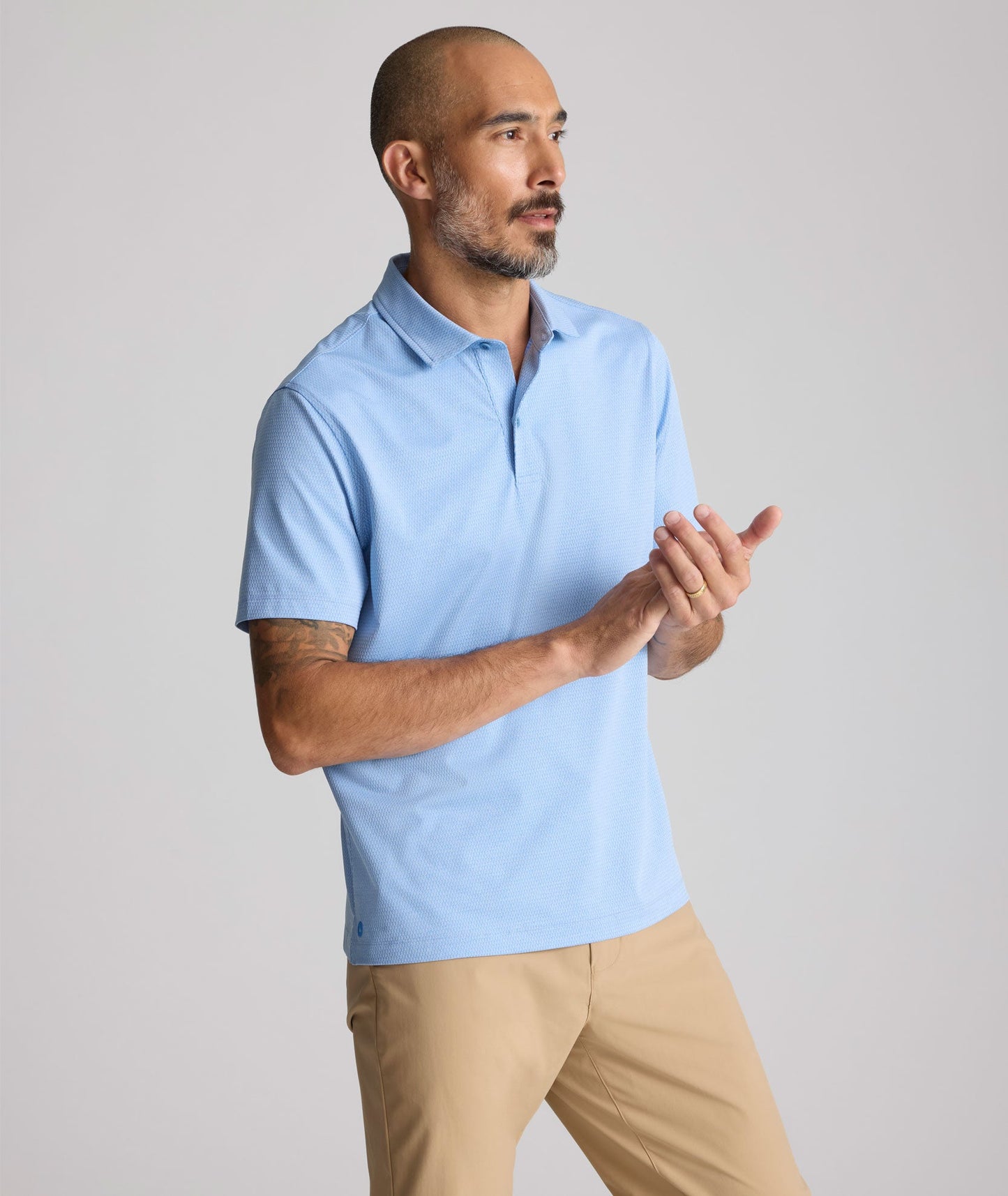 UNTUCKit Textured Performance Polo Light Blue