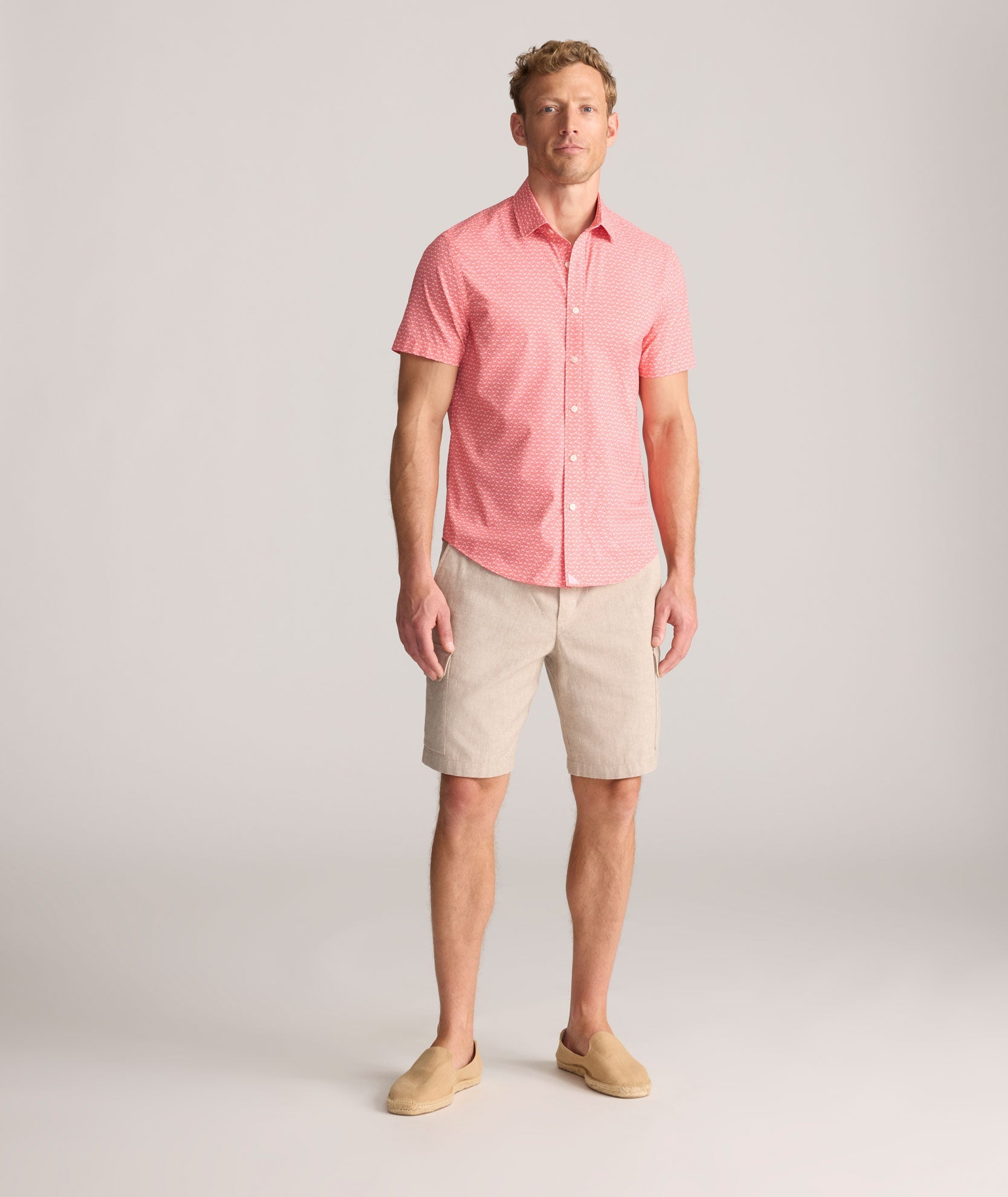 UNTUCKit Linen-Cotton Utility Shorts Tan