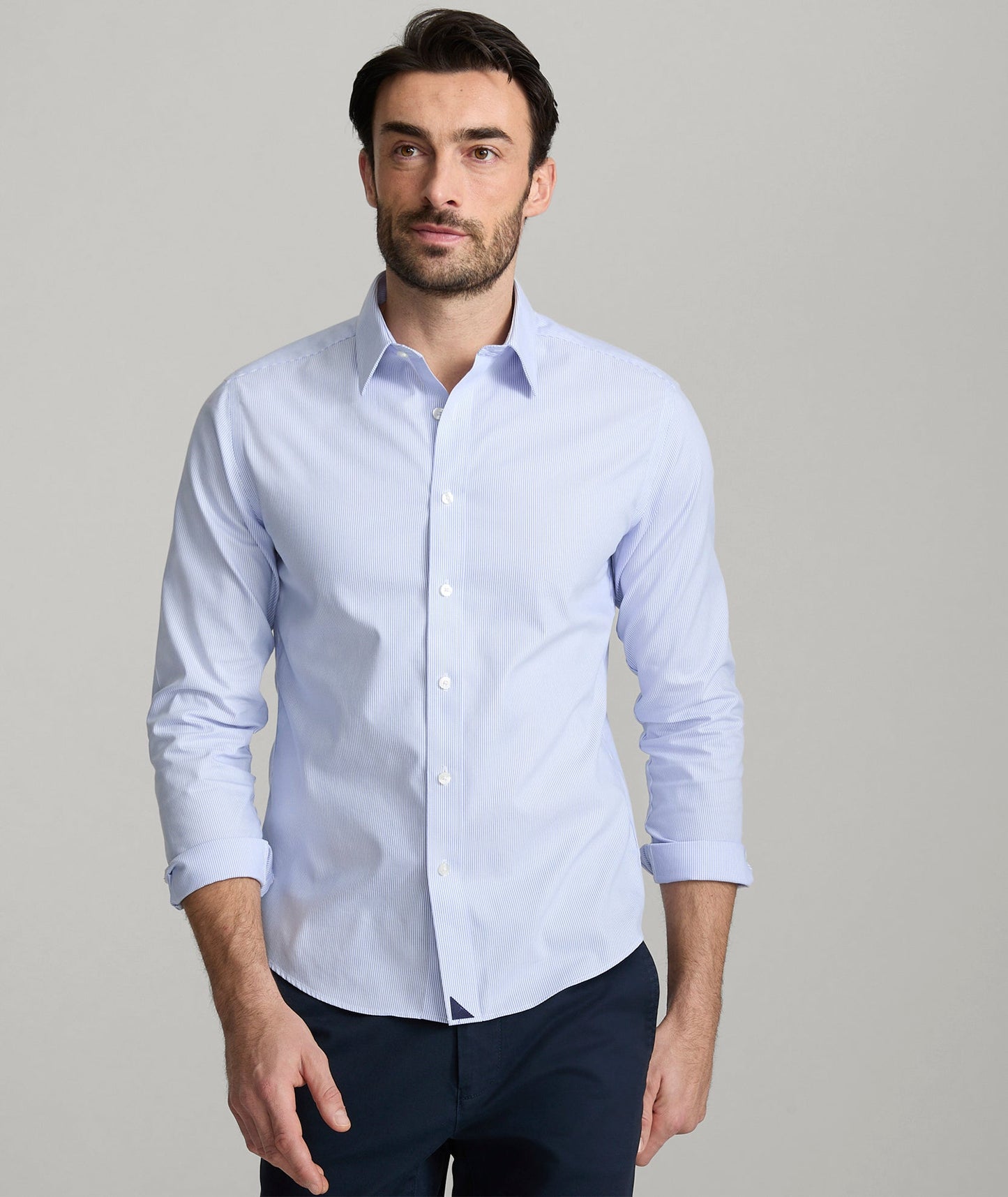 UNTUCKit Wrinkle-Free Bordeaux Shirt Blue & White Stripe