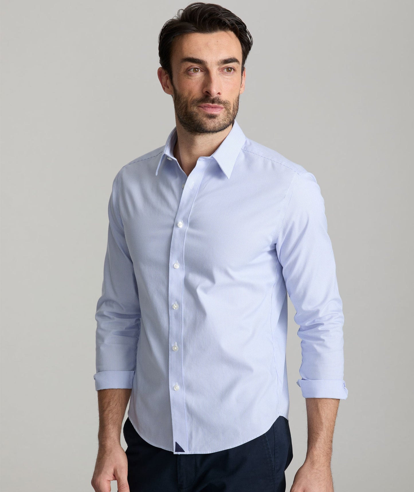 UNTUCKit Wrinkle-Free Bordeaux Shirt Blue & White Stripe