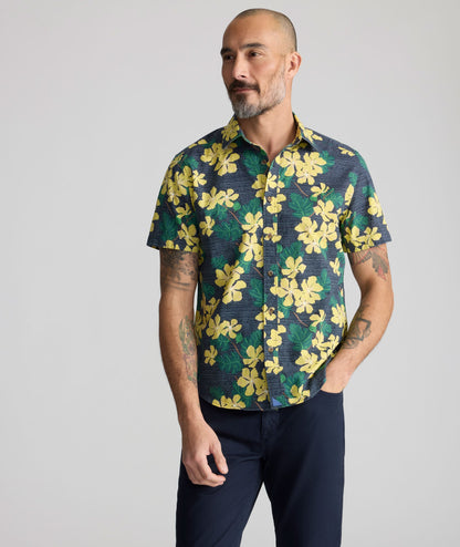 UNTUCKit Vintage Wash Short-Sleeve Finchley Shirt Navy & Yellow Floral Print