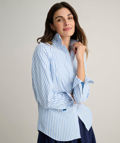 UNTUCKit Wrinkle-Free Classic Fit Isabella Shirt Blue & White Stripe