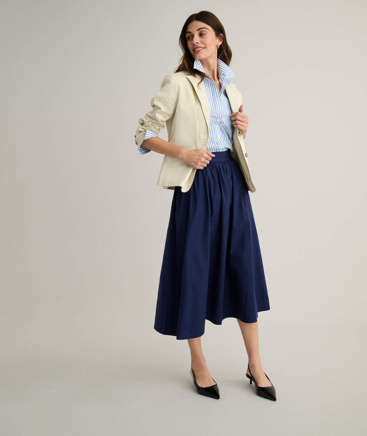 UNTUCKit Wrinkle-Free Classic Fit Isabella Shirt Blue & White Stripe