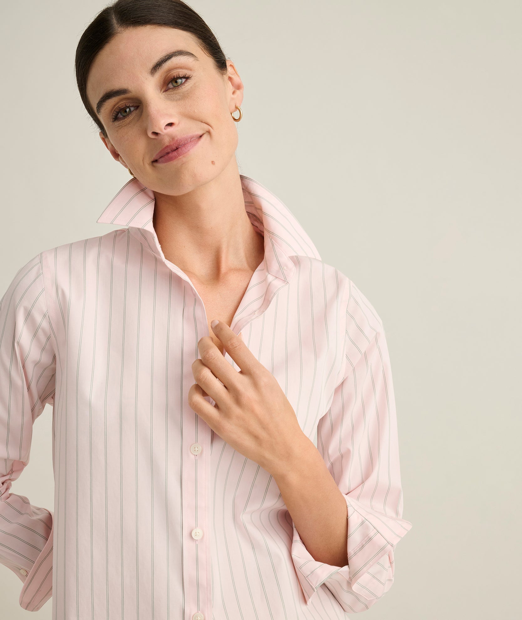 UNTUCKit Wrinkle-Free Classic Fit Isabella Shirt Pink & Green Stripe
