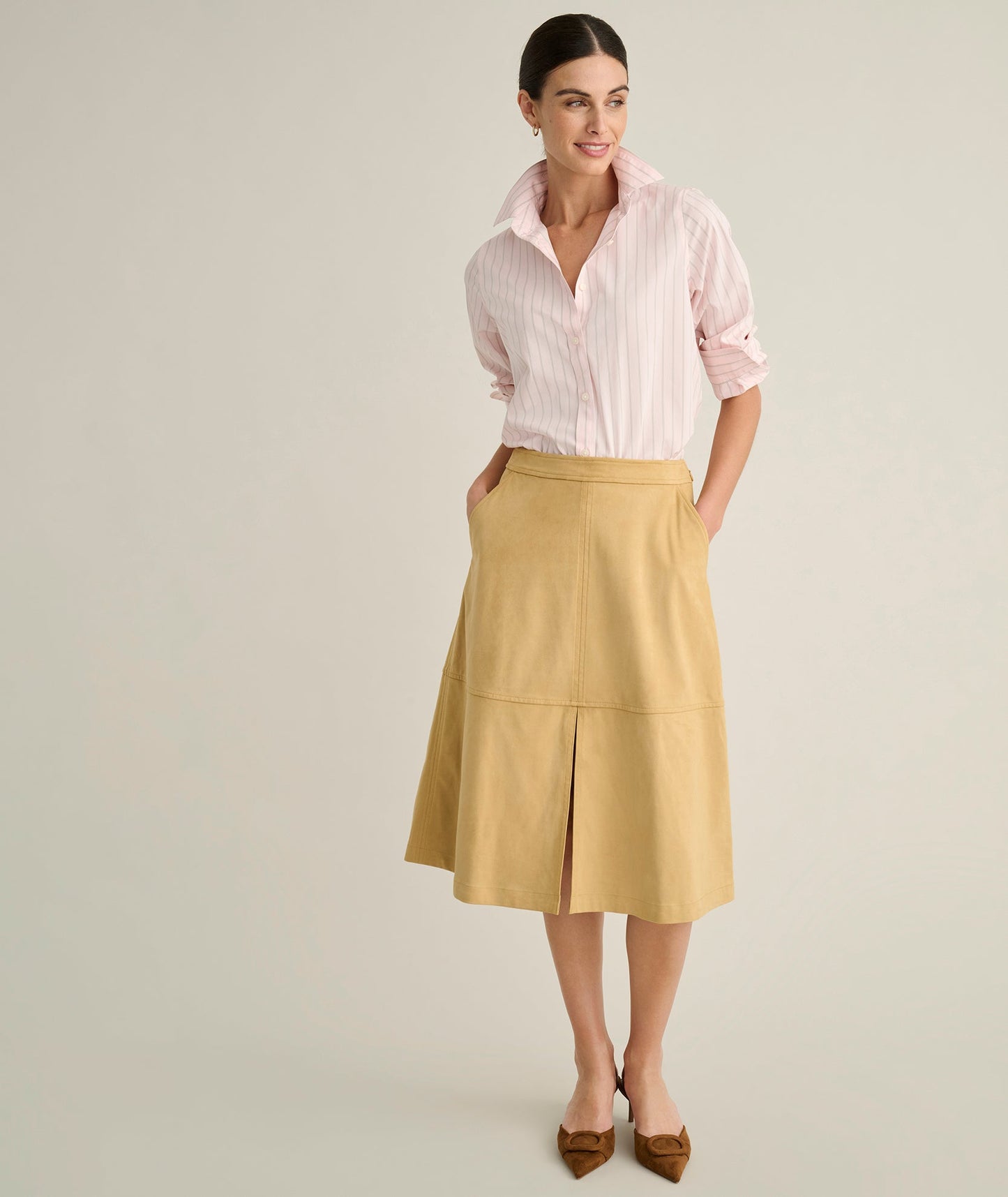 UNTUCKit Wrinkle-Free Classic Fit Isabella Shirt Pink & Green Stripe