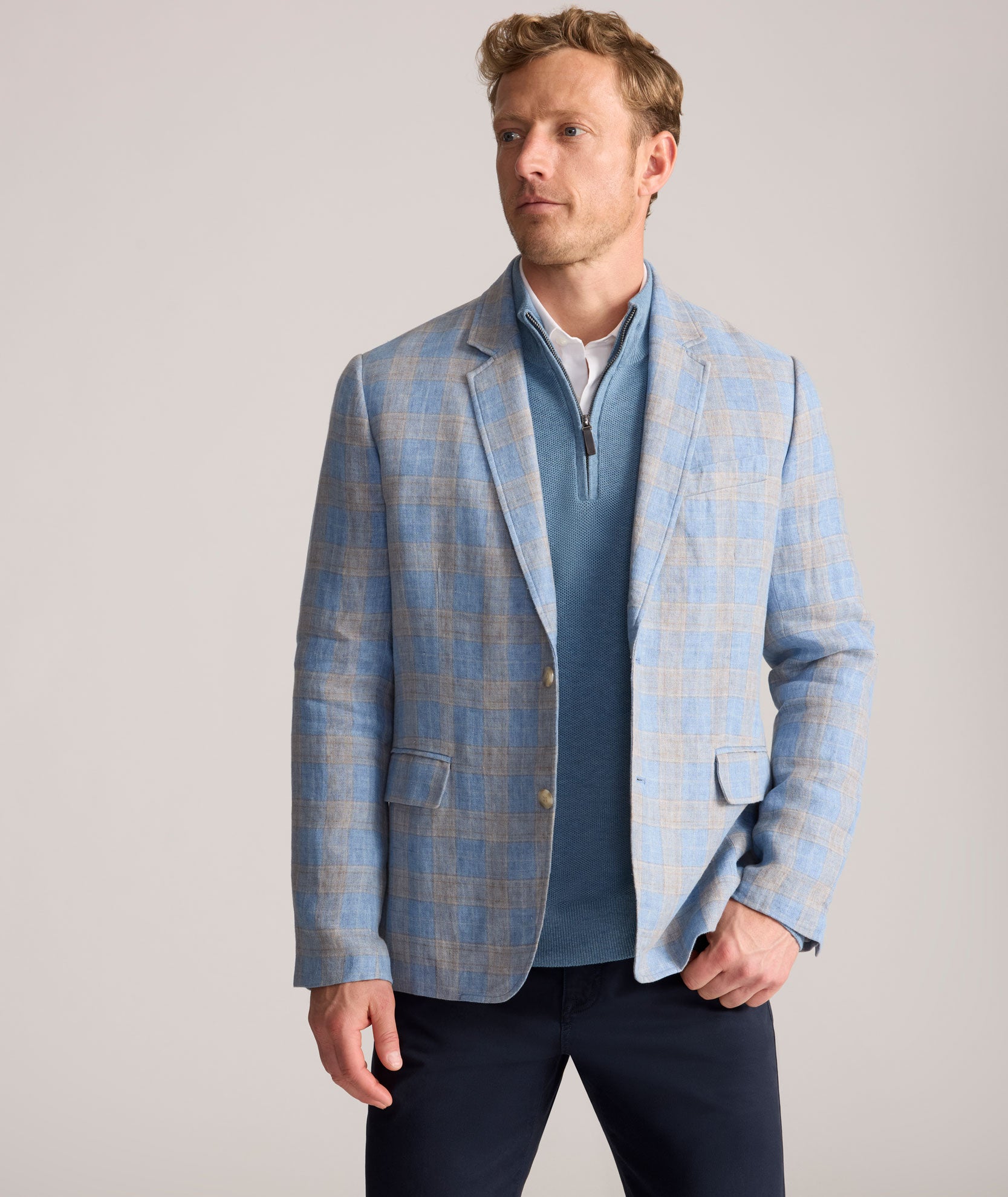 UNTUCKit Italian Linen Elms Sport Coat Blue