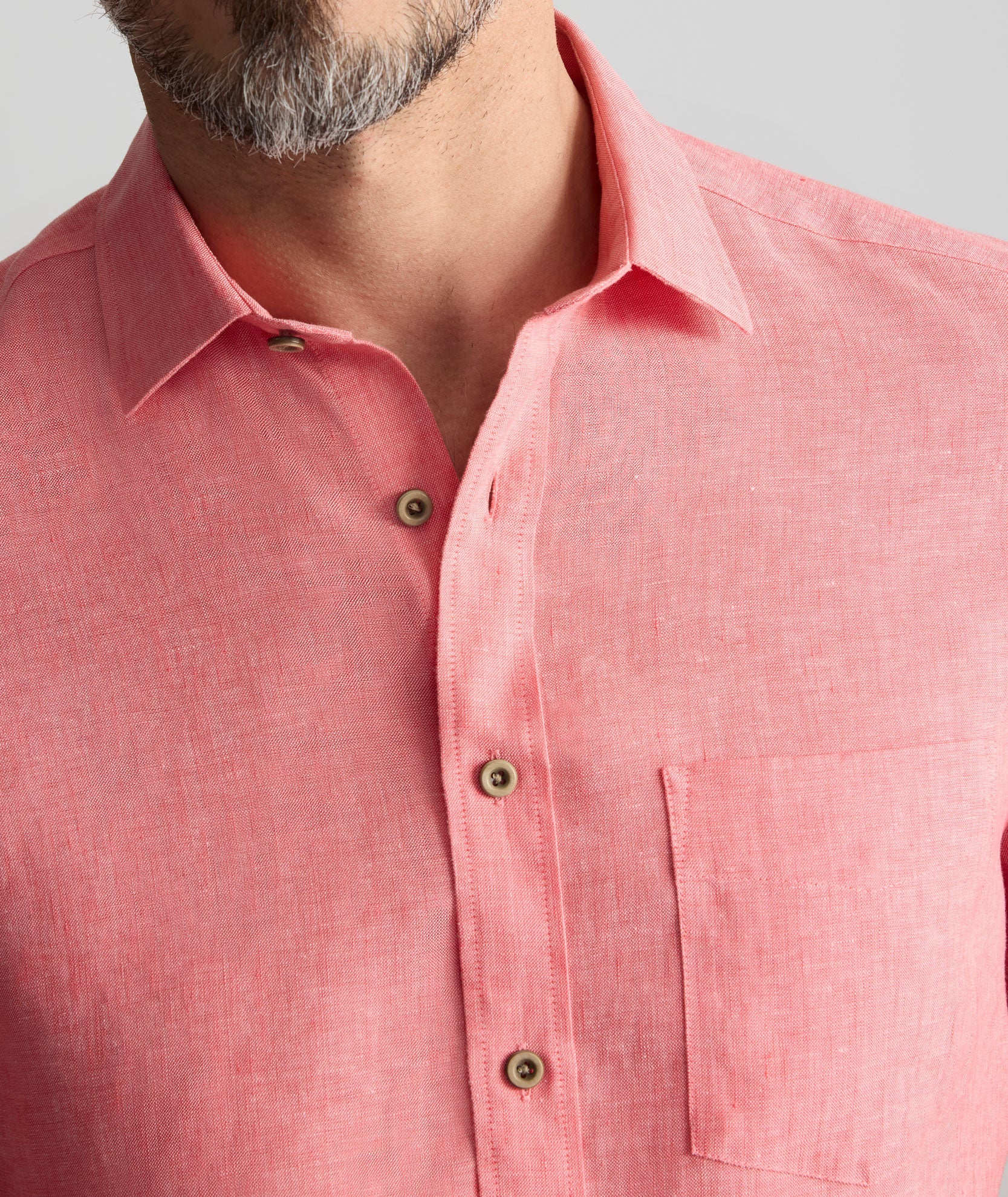 UNTUCKit Wrinkle-Resistant Linen Short-Sleeve Cameron Shirt Faded Red