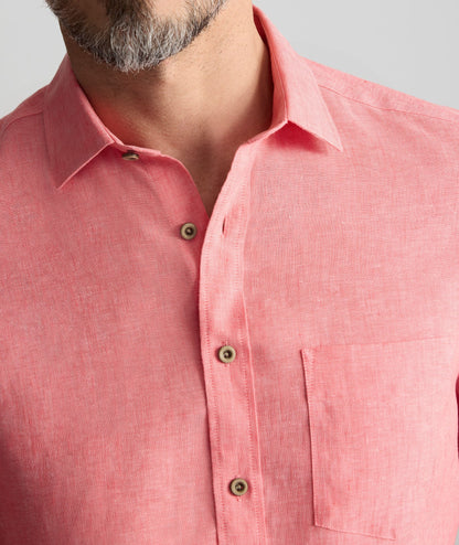 UNTUCKit Wrinkle-Resistant Linen Short-Sleeve Cameron Shirt Faded Red