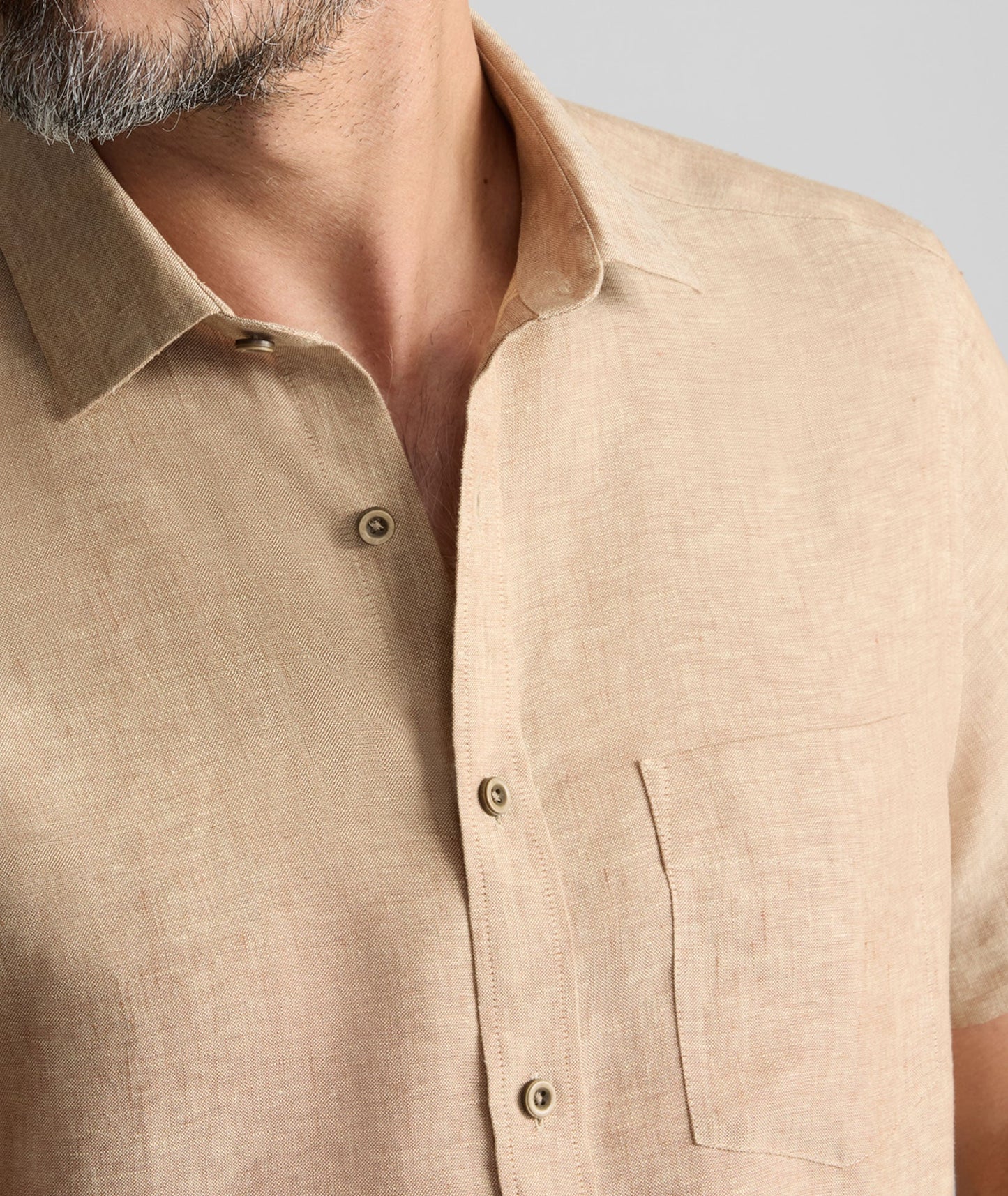 UNTUCKit Wrinkle-Resistant Linen Short-Sleeve Cameron Shirt Tan