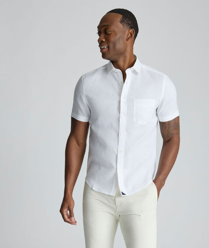 UNTUCKit Wrinkle-Resistant Linen Short-Sleeve Cameron Shirt White