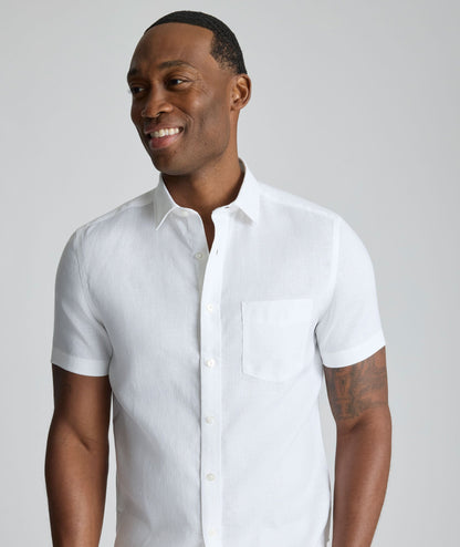 UNTUCKit Wrinkle-Resistant Linen Short-Sleeve Cameron Shirt White