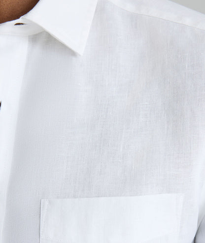 UNTUCKit Wrinkle-Resistant Linen Short-Sleeve Cameron Shirt White