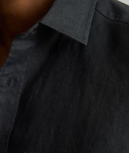 UNTUCKit Wrinkle-Resistant Linen Short-Sleeve Cameron Shirt Black