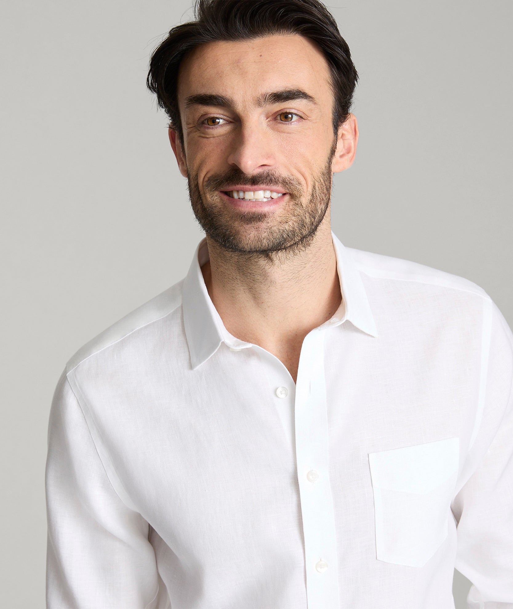 UNTUCKit Wrinkle-Resistant Linen Vin Santo Shirt White
