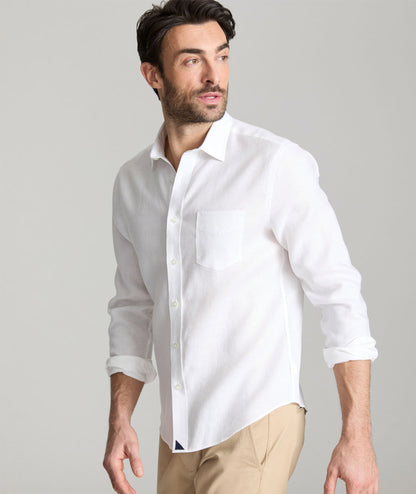 UNTUCKit Wrinkle-Resistant Linen Vin Santo Shirt White