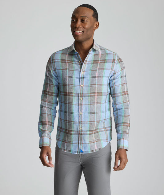 UNTUCKit Wrinkle-Resistant Linen Vaughn Shirt Blue