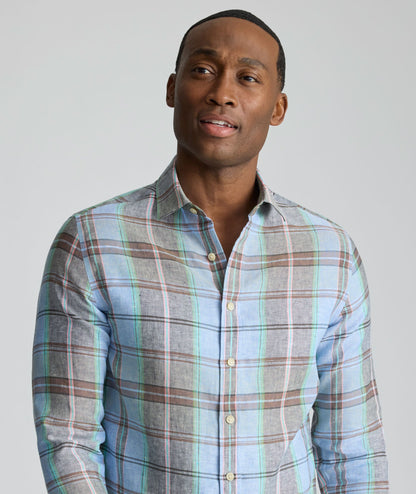 UNTUCKit Wrinkle-Resistant Linen Vaughn Shirt Blue