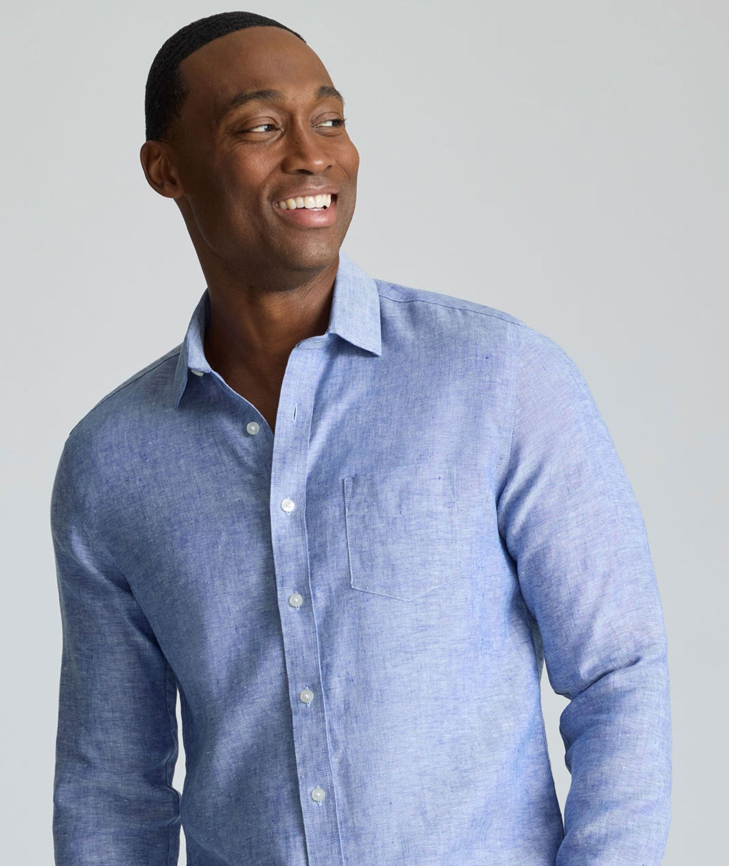 UNTUCKit Wrinkle-Resistant Linen Vin Santo Shirt Blue