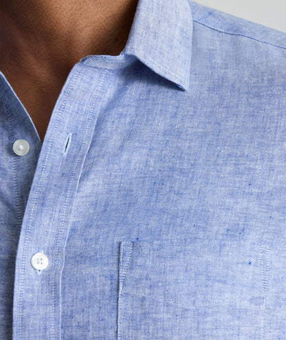 UNTUCKit Wrinkle-Resistant Linen Vin Santo Shirt Blue