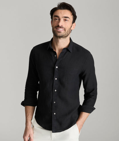 UNTUCKit Wrinkle-Resistant Linen Vin Santo Shirt Black