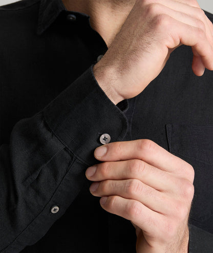UNTUCKit Wrinkle-Resistant Linen Vin Santo Shirt Black
