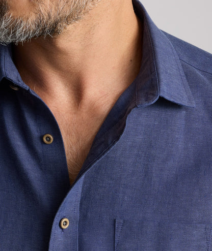 UNTUCKit Wrinkle-Resistant Linen Vin Santo Shirt Navy