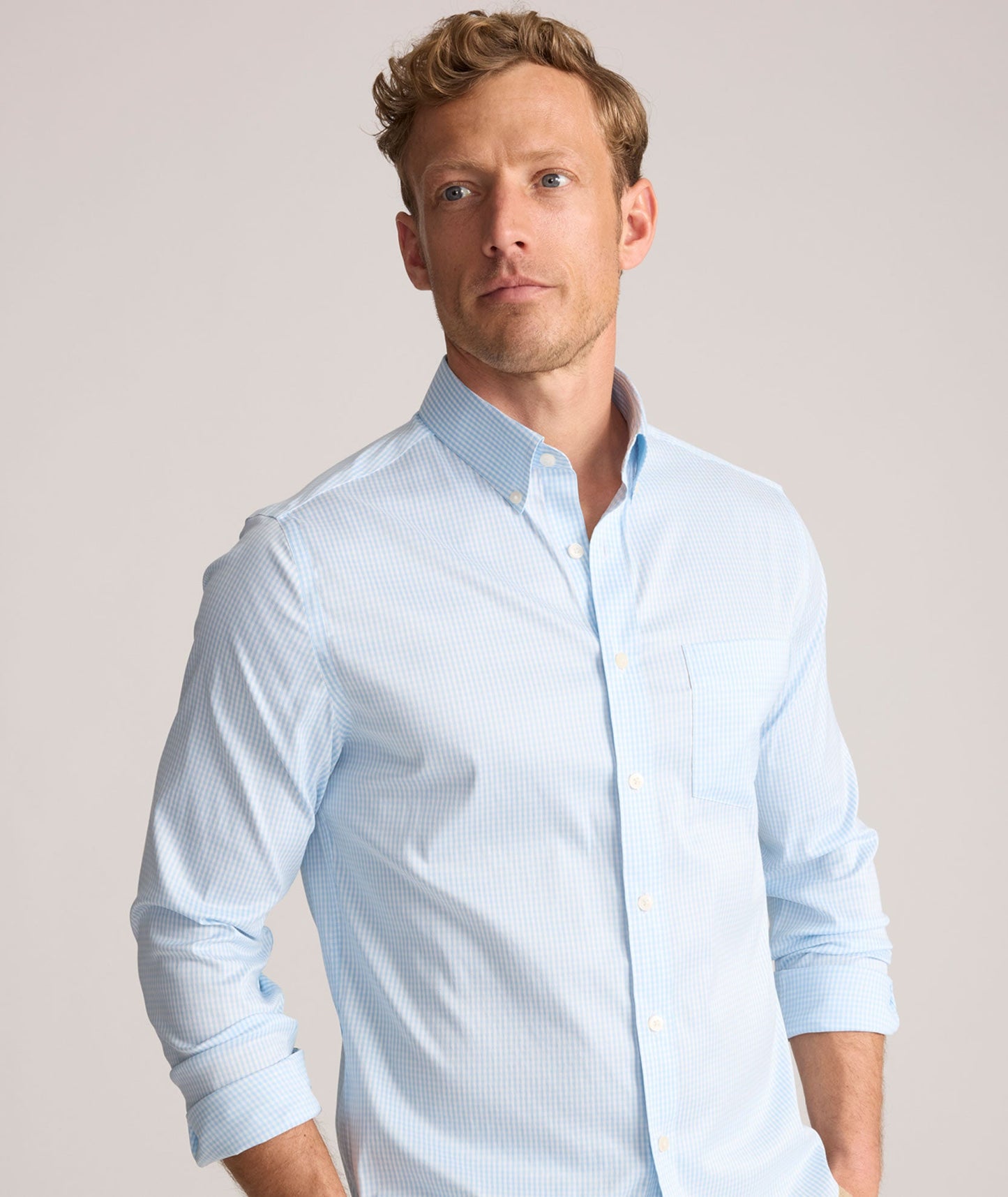 UNTUCKit CottonTek™ Brachetto Shirt Light Blue Gingham