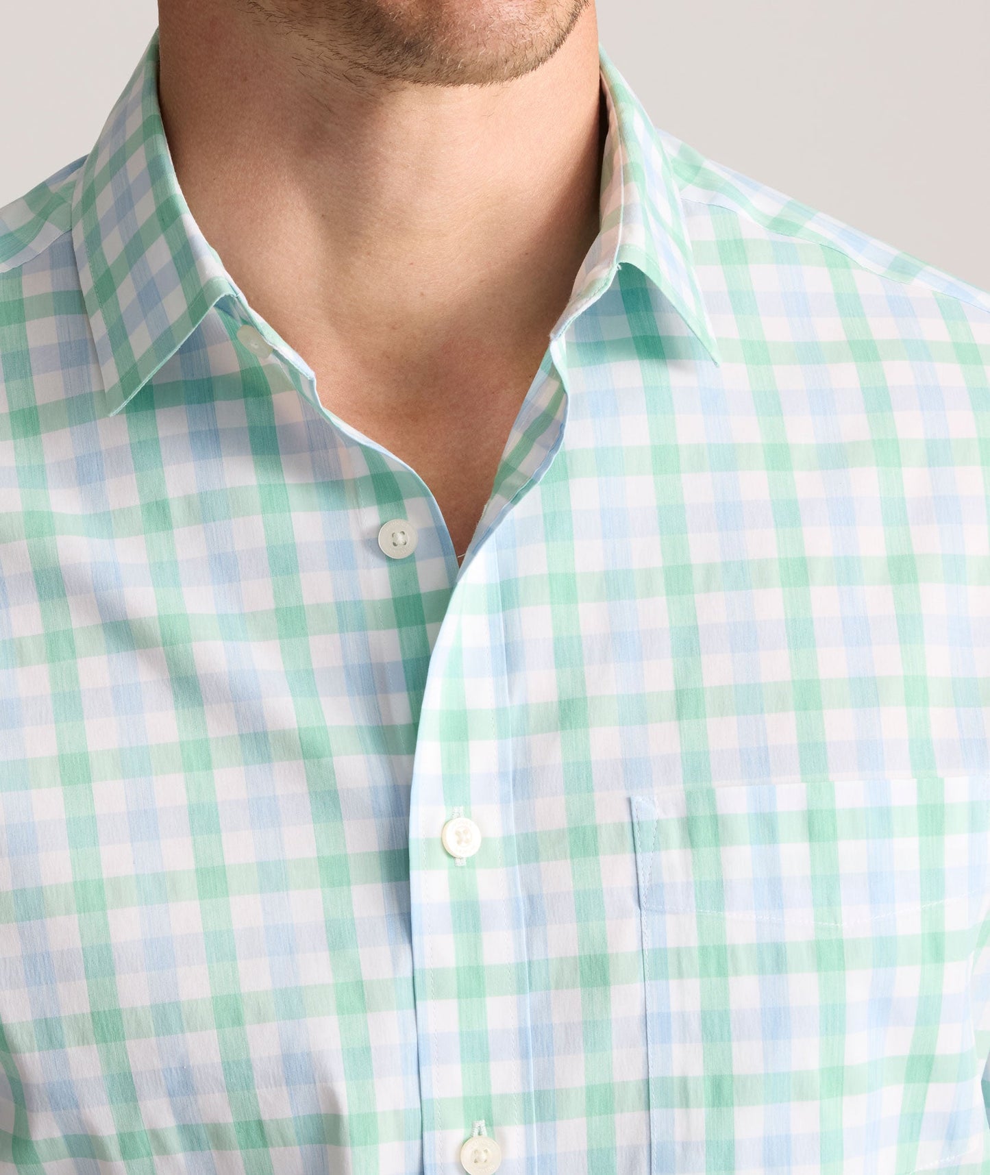 UNTUCKit CottonTek™ Brachetto Shirt Light Blue & Green Check
