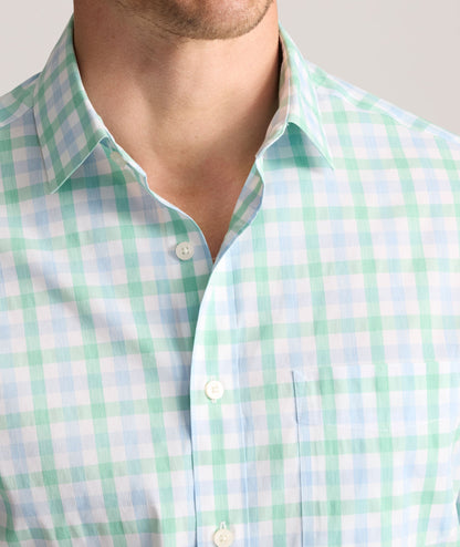 UNTUCKit CottonTek™ Brachetto Shirt Light Blue & Green Check