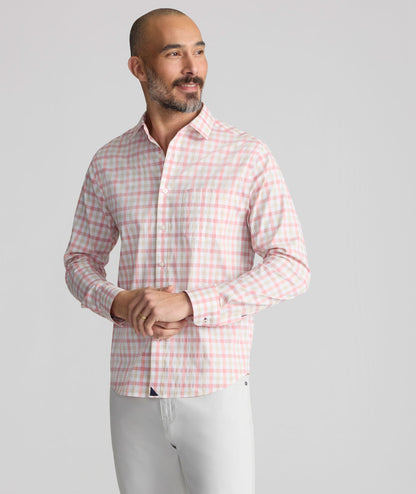 UNTUCKit CottonTek™ Brachetto Shirt Red & Tan Check