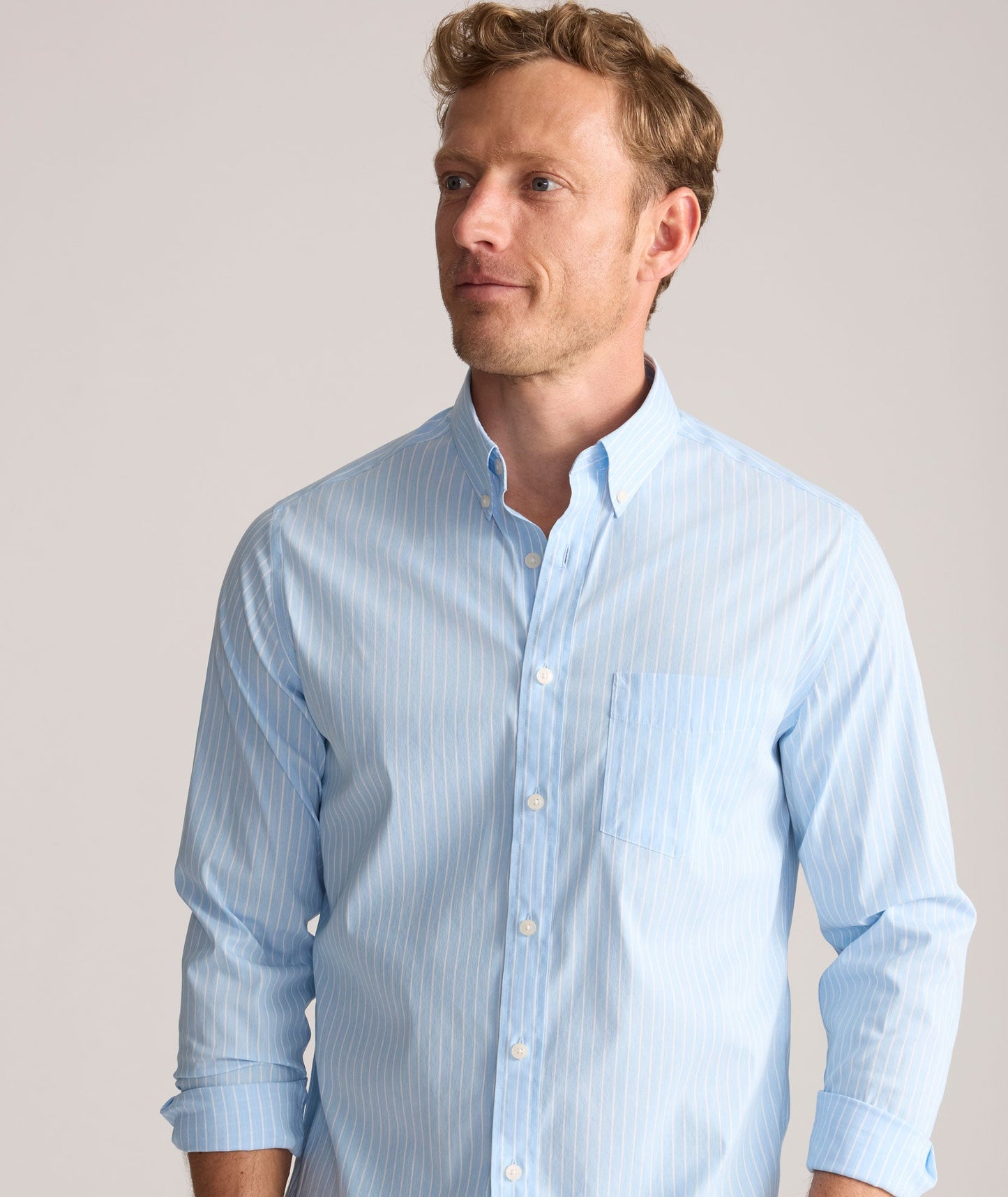UNTUCKit CottonTek™ Brachetto Shirt Light Blue Stripe