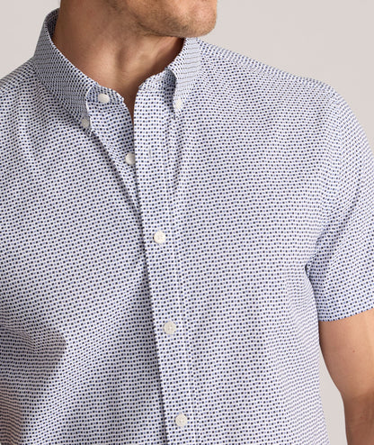 UNTUCKit Performance Short-Sleeve Nouveau Shirt Navy Geo Print