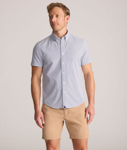 UNTUCKit Performance Short-Sleeve Nouveau Shirt Navy Geo Print