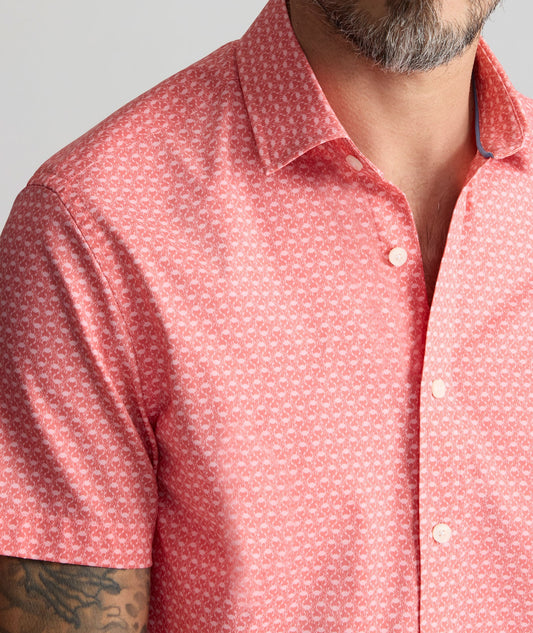 UNTUCKit Performance Short-Sleeve Arundel Shirt Red Crab Print