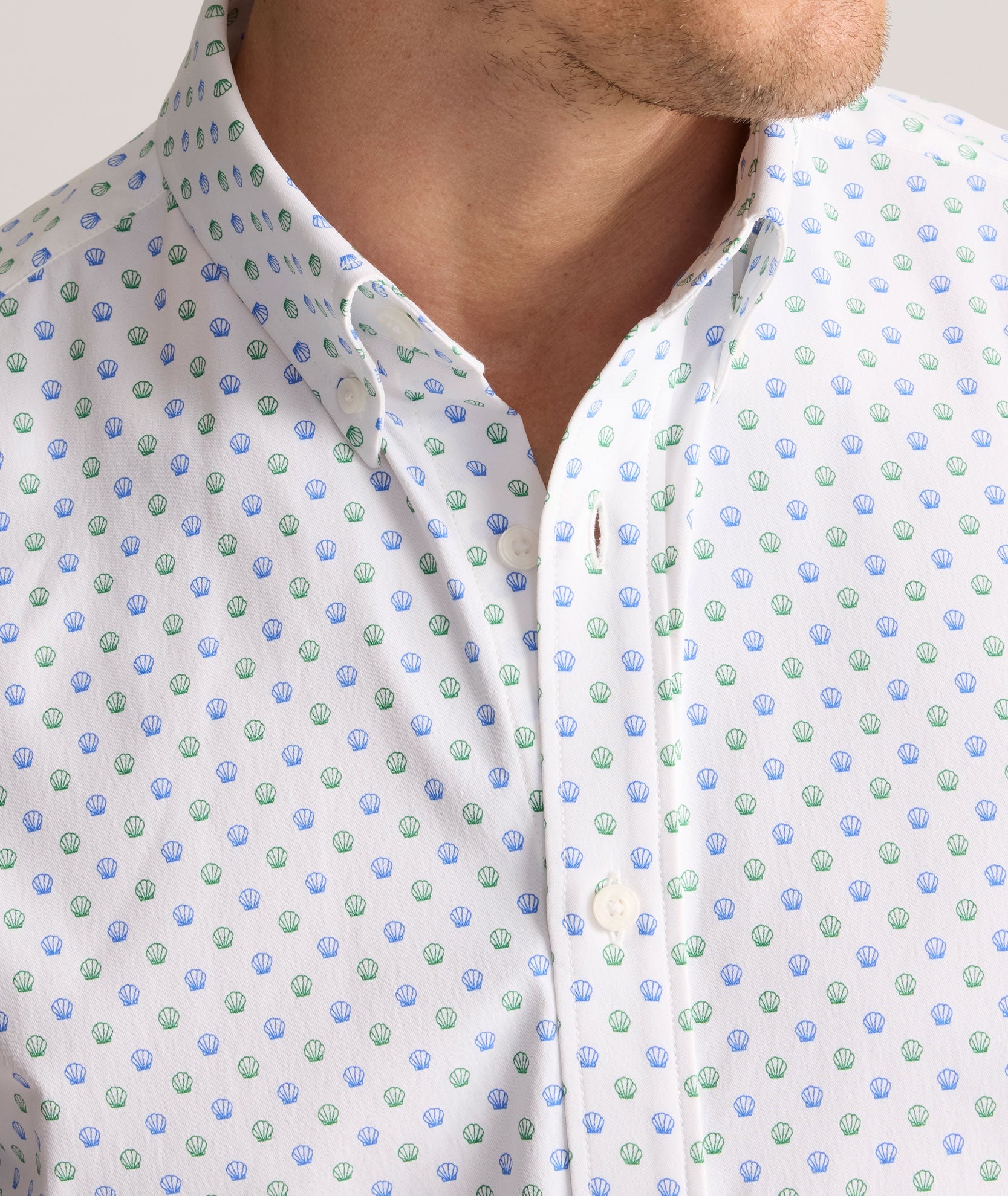 UNTUCKit Performance Short-Sleeve Van Meter Shirt Green Shell Print