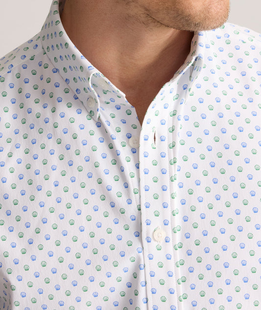 UNTUCKit Performance Short-Sleeve Van Meter Shirt Green Shell Print