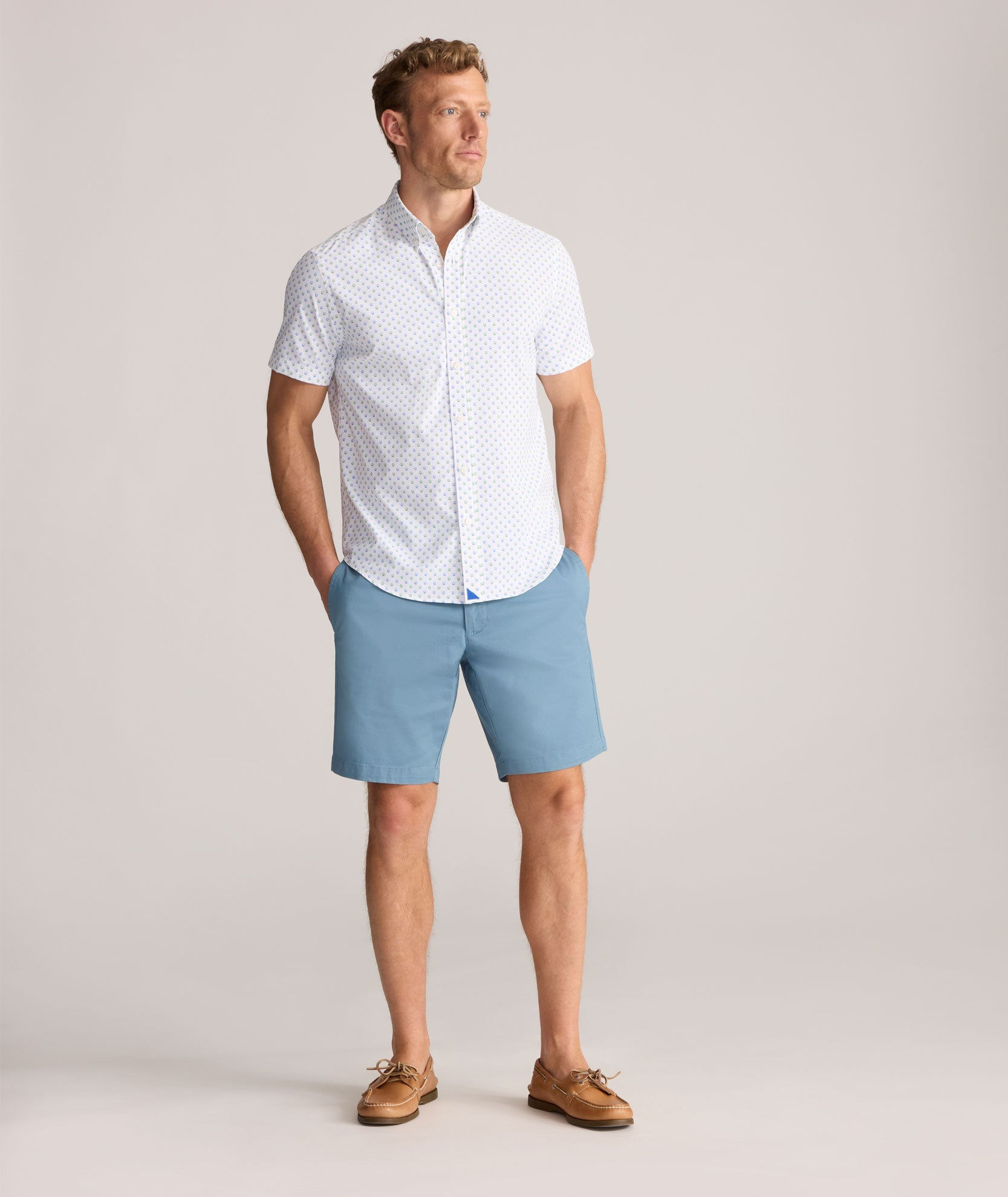 UNTUCKit Performance Short-Sleeve Van Meter Shirt Green Shell Print