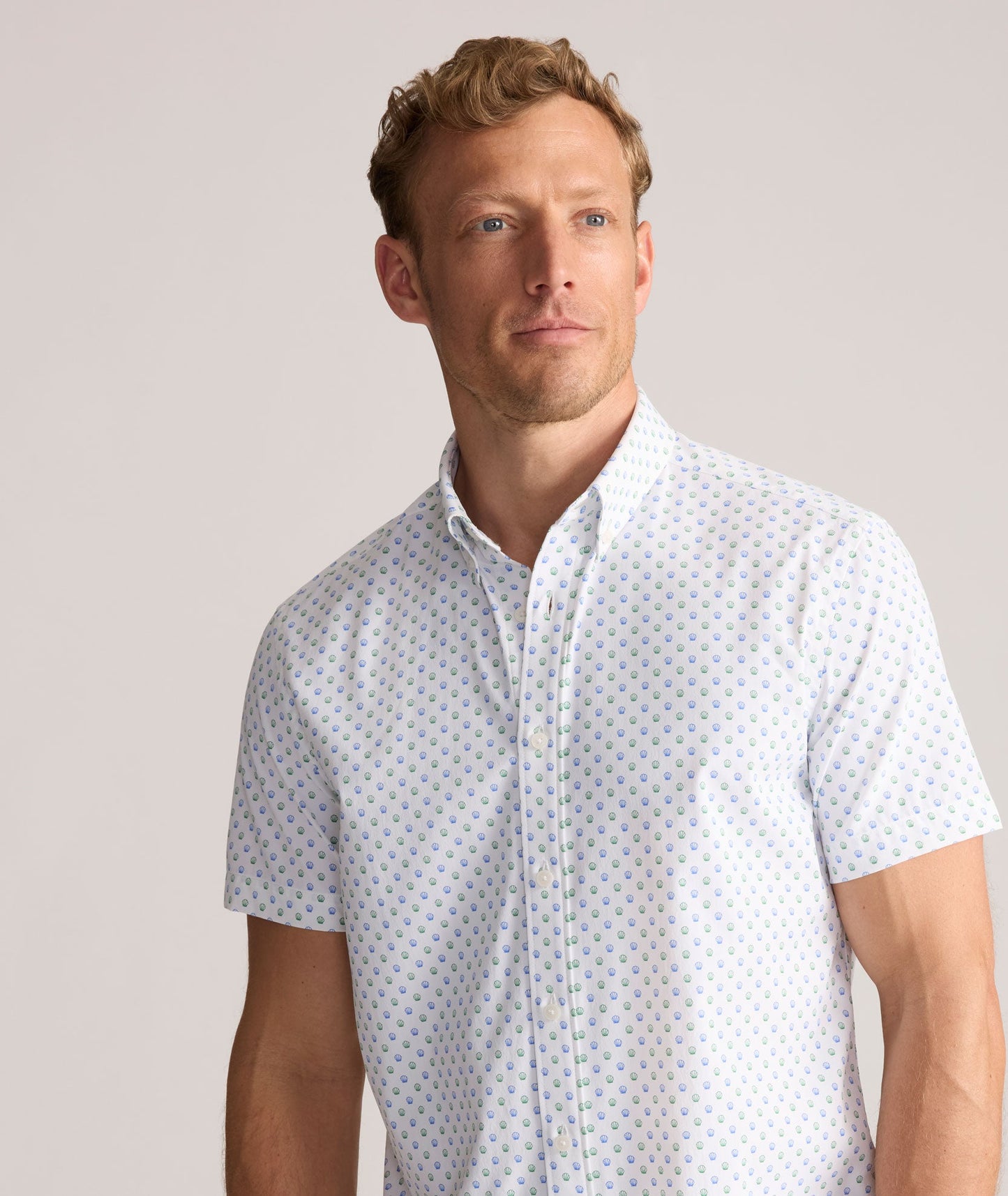 UNTUCKit Performance Short-Sleeve Van Meter Shirt Green Shell Print